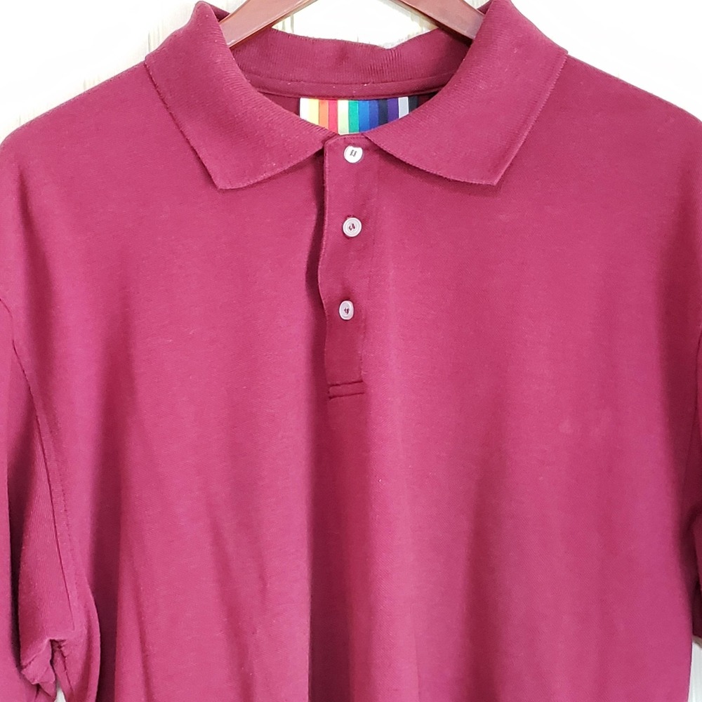 Polo Shirt Mens XL Red Solid Knit Short Sleeve Casual Golf Top Classic